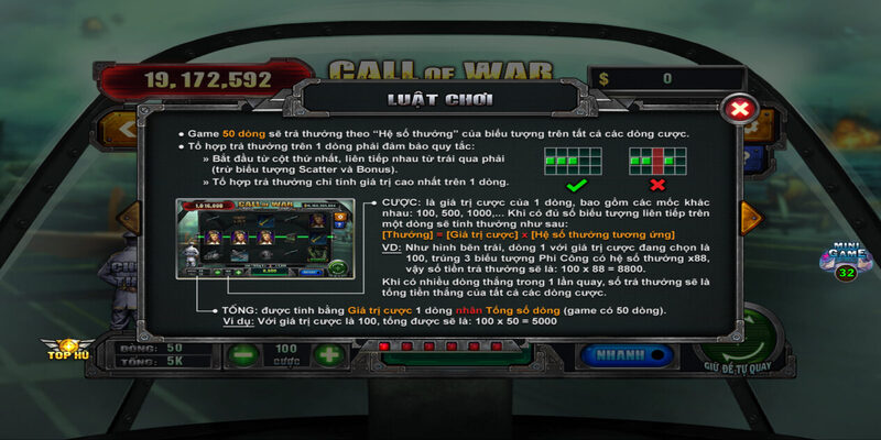 Luật chơi của game nổ hũ call of war tại nhà cái Go88
